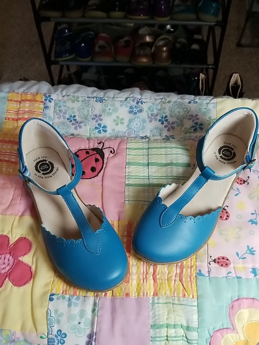 Livie & Luca Teal T-Strap Scalloped Dress Shoes HTF Size 2 Youth Big Kid